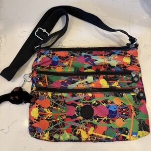 Kipling Crossbody Bag Paint Splatter Design Multi-Color AC7125